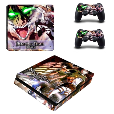 Attack on Titan decal skin for PS4 Slim Console and two controllers