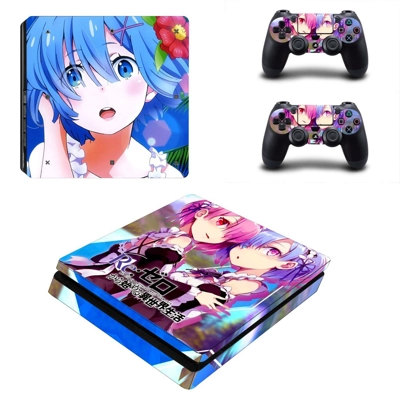 Re zero decal skin for PS4 Slim Console and two controllers Re zero decal skin for PS4 Slim Console and two controllers