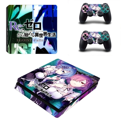 Re zero decal skin for PS4 Slim Console and two controllers