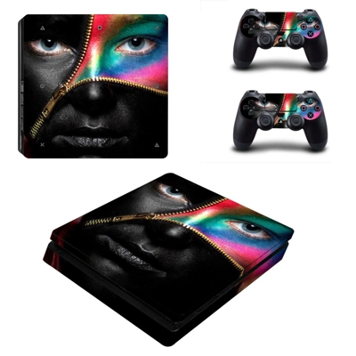 Face Mask decal skin for PS4 Slim Console and two controll..