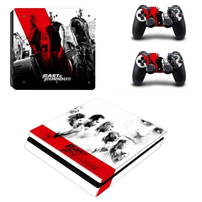 Fast & Furious decal skin for PS4 Slim Console and two con..