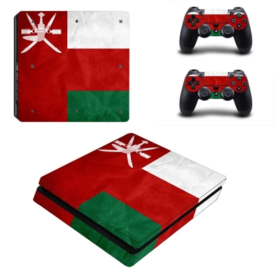 Flag of Oman decal skin for PS4 Slim Console and two contr..