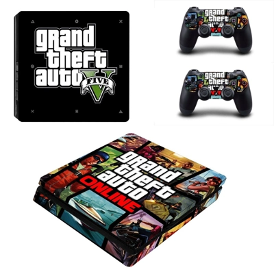GTA V decal skin for PS4 Slim Console and two controllers