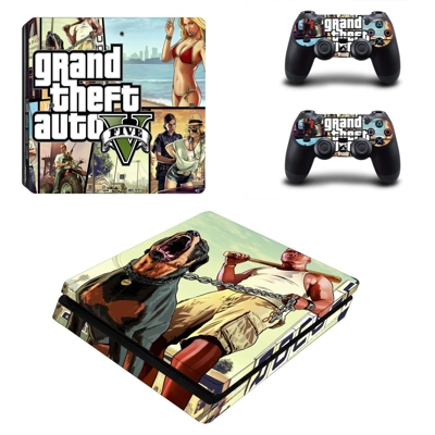 GTA V decal skin for PS4 Slim Console and two controllers