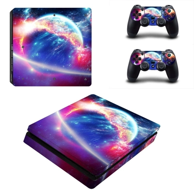 Cloudy sun decal skin for PS4 Slim Console and two control..