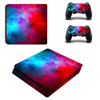 Space scene decal skin for PS4 Slim Console and two controllers