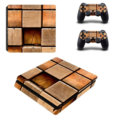 Square rock block decal skin for PS4 Slim Console and two controllers