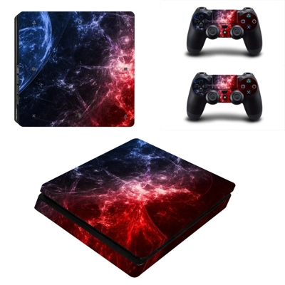Sky storm decal skin for PS4 Slim Console and two controllers