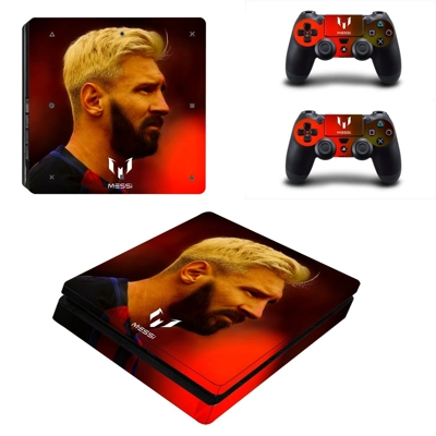 Messi decal skin for PS4 Slim Console and two controllers Messi decal skin for PS4 Slim Console and two controllers