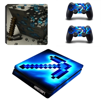 Minecraft decal skin for PS4 Slim Console and two controllers