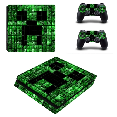 Minecraft decal skin for PS4 Slim Console and two controllers