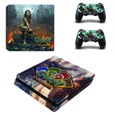 Gwent Challenger decal skin for PS4 Slim Console and two controllers