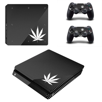 White Weed decal skin for PS4 Slim Console and two controllers