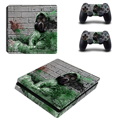 Pollution masked decal skin for PS4 Slim Console and two c.. Pollution masked decal skin for PS4 Slim Console and two c..