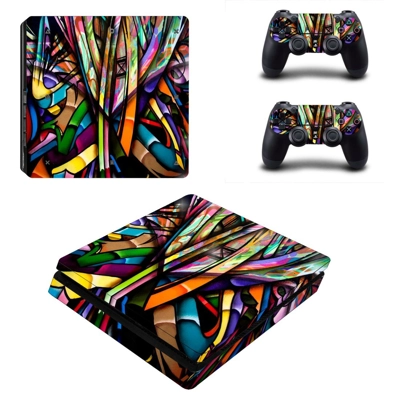 Rusted and Broken Brick wall decal skin for PS4 Slim Console and two controllers