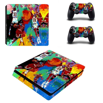 Michael jordan leroy neiman decal skin for PS4 Slim Console and two controllers