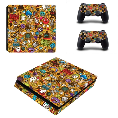 Sticker bomb decal skin for PS4 Slim Console and two contr.. Sticker bomb decal skin for PS4 Slim Console and two contr..