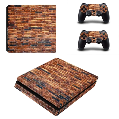 Rusted brick wall decal skin for PS4 Slim Console and two controllers