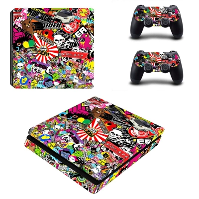 Sticker bomb decal skin for PS4 Slim Console and two contr.. Sticker bomb decal skin for PS4 Slim Console and two contr..