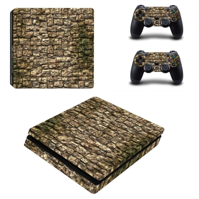 Rusted stone Wall print decal skin for PS4 Slim Console and two controllers