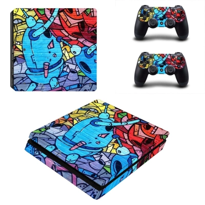 Graffiti decal skin for PS4 Slim Console and two controllers