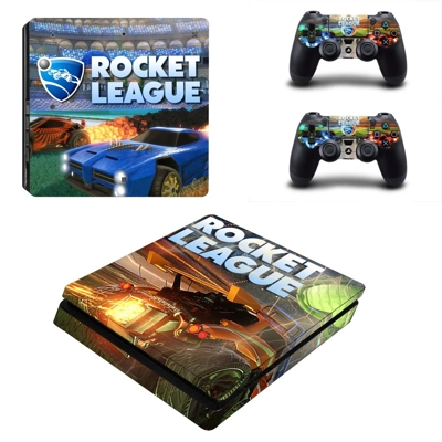 Rocket League decal skin for PS4 Slim Console and two controllers