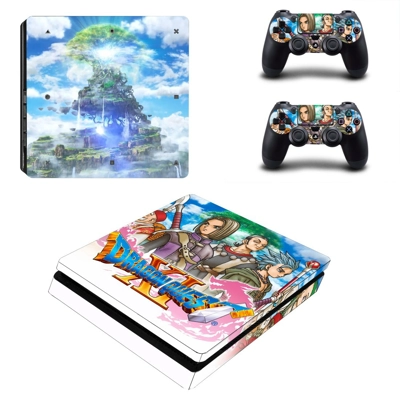 Dragon Quest 11 decal skin for PS4 Slim Console and two co..