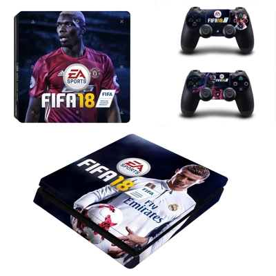 FIFA 18 Cristiano Ronaldo and Pogba decal skin for PS4 Slim Console and two controllers