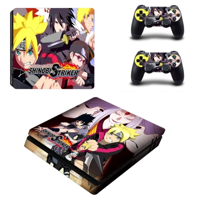 Naruto to Boruto Shinobi Striker decal skin for PS4 Slim Console and two controllers