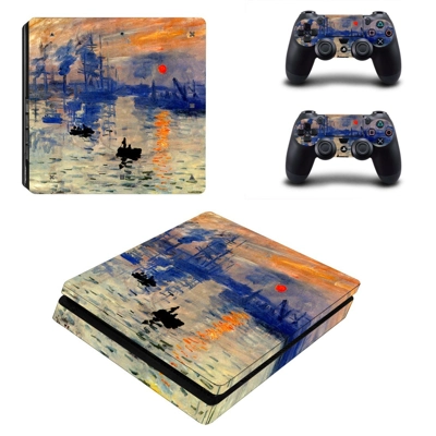Sunrise Painting decal skin for PS4 Slim Console and two controllers