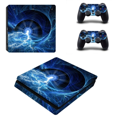 Lightning Galaxy decal skin for PS4 Slim Console and two controllers