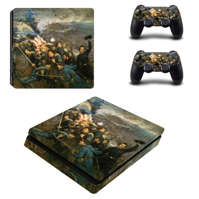 Civil war painting decal skin for PS4 Slim Console and two controllers
