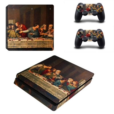 Jesus christ last supper painting decal skin for PS4 Slim Console and two controllers
