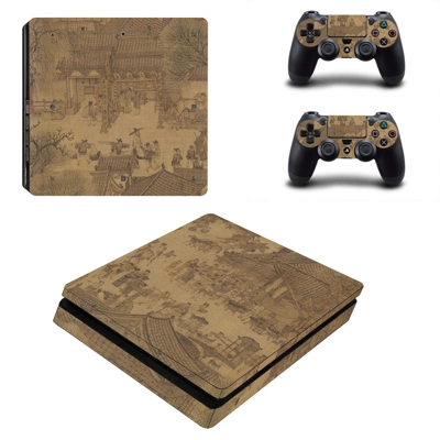 Along the River During the Qingming Festival decal skin for PS4 Slim Console and two controllers