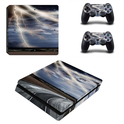 Lightning cloudy sky with road view decal skin for PS4 Sli..