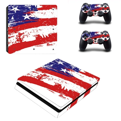 USA Flag decal skin for PS4 Slim Console and two controllers