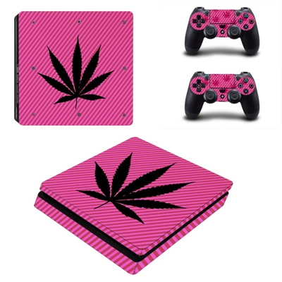 Cannabis leaf decal skin for PS4 Slim Console and two controllers