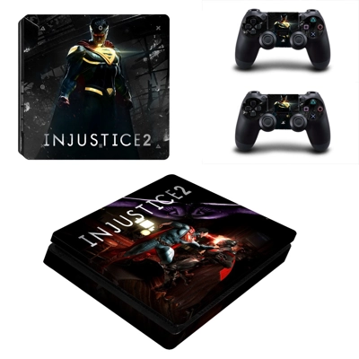 Injustice 2 decal skin for PS4 Slim Console and two contro..