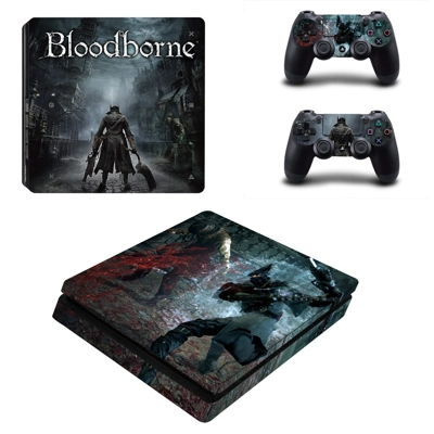 Bloodborne decal skin for PS4 Slim Console and two control..