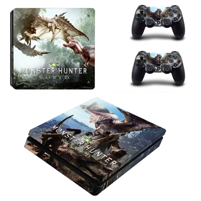 Monster Hunter World decal skin for PS4 Slim Console and two controllers
