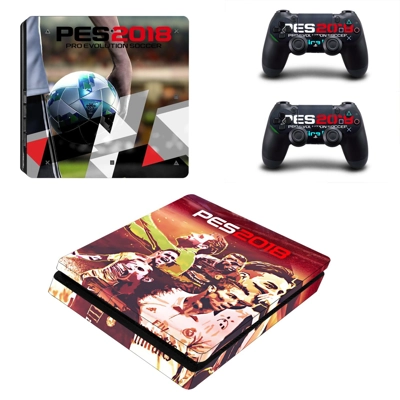 PES 2018 decal skin for PS4 Slim Console and two controllers
