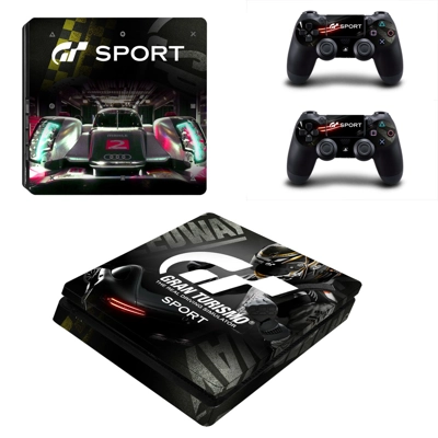 Gran Turismo Sport decal skin for PS4 Slim Console and two..