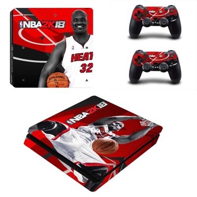 NBA 2k 18 decal skin for PS4 Slim Console and two controllers