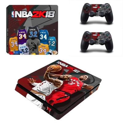 NBA 2k 18 decal skin for PS4 Slim Console and two controll..