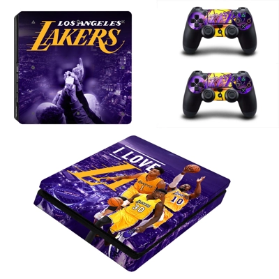 Los Angeles Lakers decal skin for PS4 Slim Console and two controllers