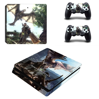 Monster Hunter World decal skin for PS4 Slim Console and two controllers