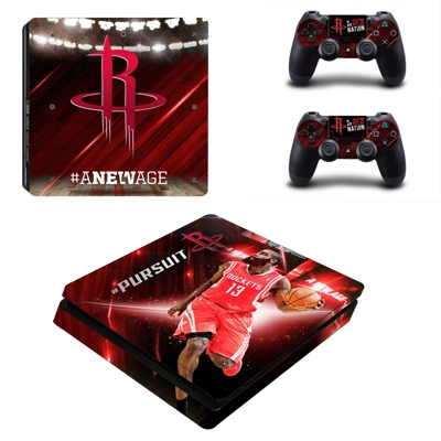 Houston Rockets decal skin for PS4 Slim Console and two co..
