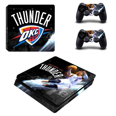 Oklahoma City Thunder decal skin for PS4 Slim Console and two controllers