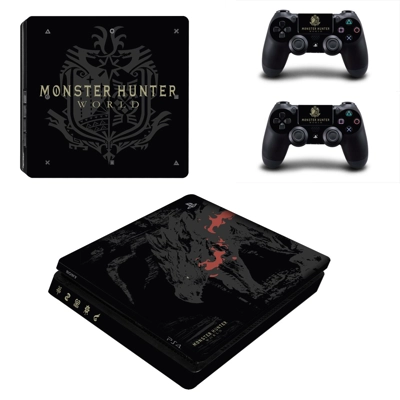Monster Hunter World decal skin for PS4 Slim Console and two controllers