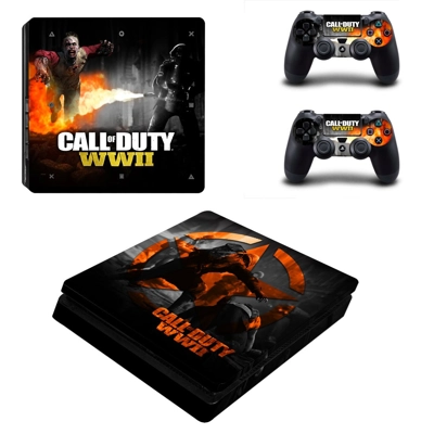 Call of Duty WW2 decal skin for PS4 Slim Console and two controllers